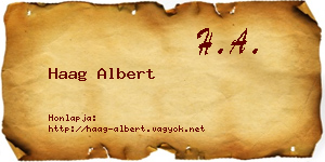 Haag Albert névjegykártya